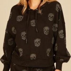 Vintage Havana Black Skull Print Women's Hoodie